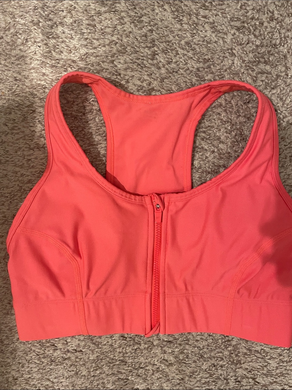Fabletics Front-Zip Sports Bra - Coral Pink medium